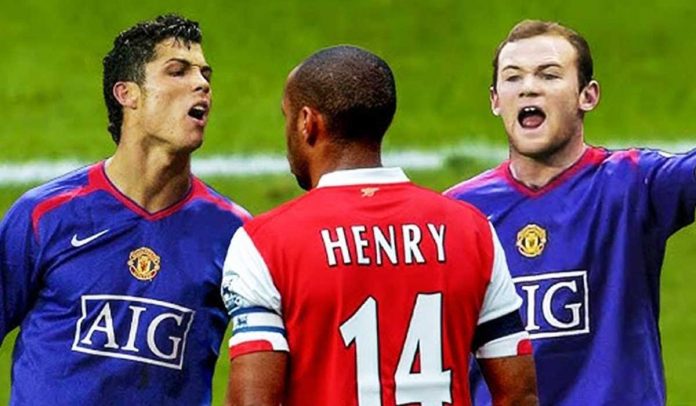 Cristiano Ronaldo, Thierry Henry, dan Wayne Rooney