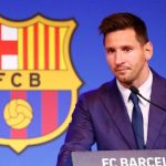 Lionel Messi saat perpisahan di klub Barcelona