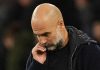 Pep Guardiola tampak murung usai kekalahan derby Manchester