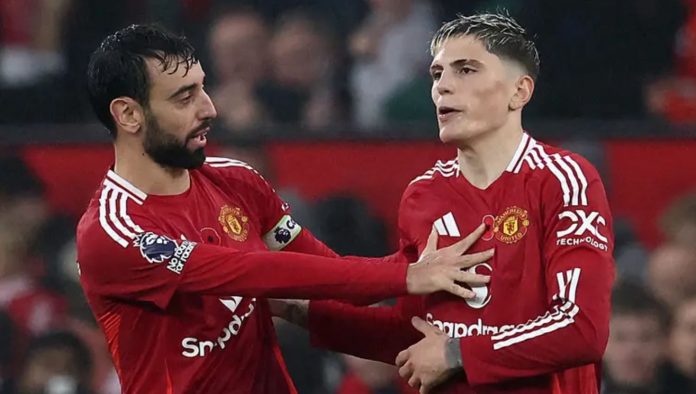 Bruno Fernandes dan Alejandro Garnacho pemain Manchester United