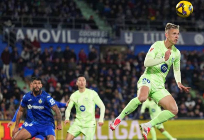 Dani Olmo dalam laga Getafe vs Barcelona