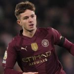 James McAtee selama laga Ipswich vs Manchester City di Premier League