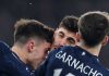 Manuel Ugarte menanduk Kai Havertz di Piala FA antara Manchester United vs Arsenal