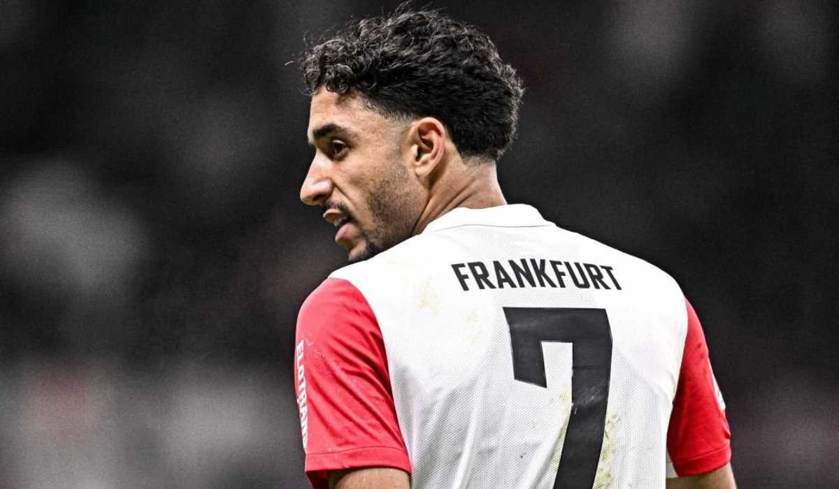 Omar Marmoush dengan nomor jersey 7 di Enitracht Frankfurt