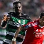 Ousmane Diomande berduel dengan Angel di Maria dalam pertemuan Sporting CP vs Benfica
