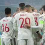 Para pemain Manchester United rayakan gol ke gawang Basel