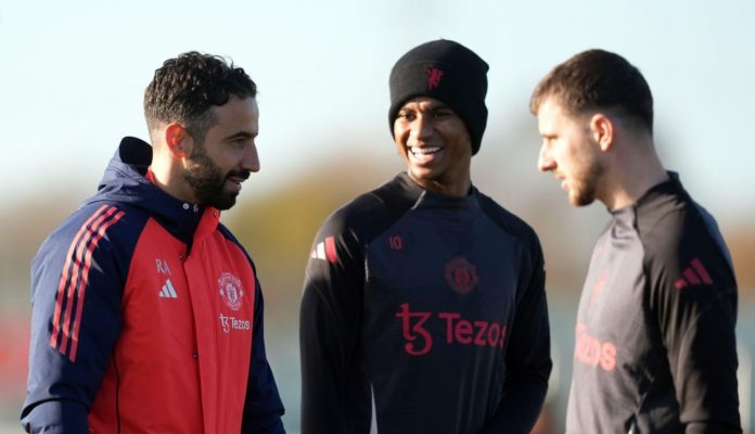 Ruben Amorim bersama pemain Manchester United