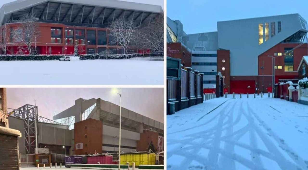 Stadion Anfield tertutup salju tebal mengancam jadwal pertandingan Liverpool vs Manchester United