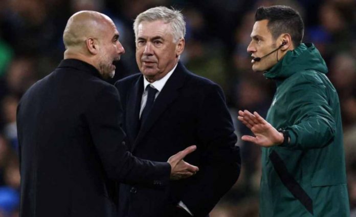 Ancelotti dan Pep Guardiola dalam sebuah laga