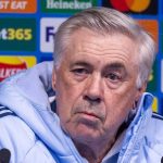 Carlo Ancelotti dalam konferensi pers Real Madrid
