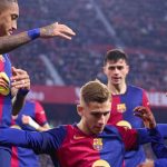 Fermin Lopez rayakan gol bersama rekan-rekannya di Barcelona