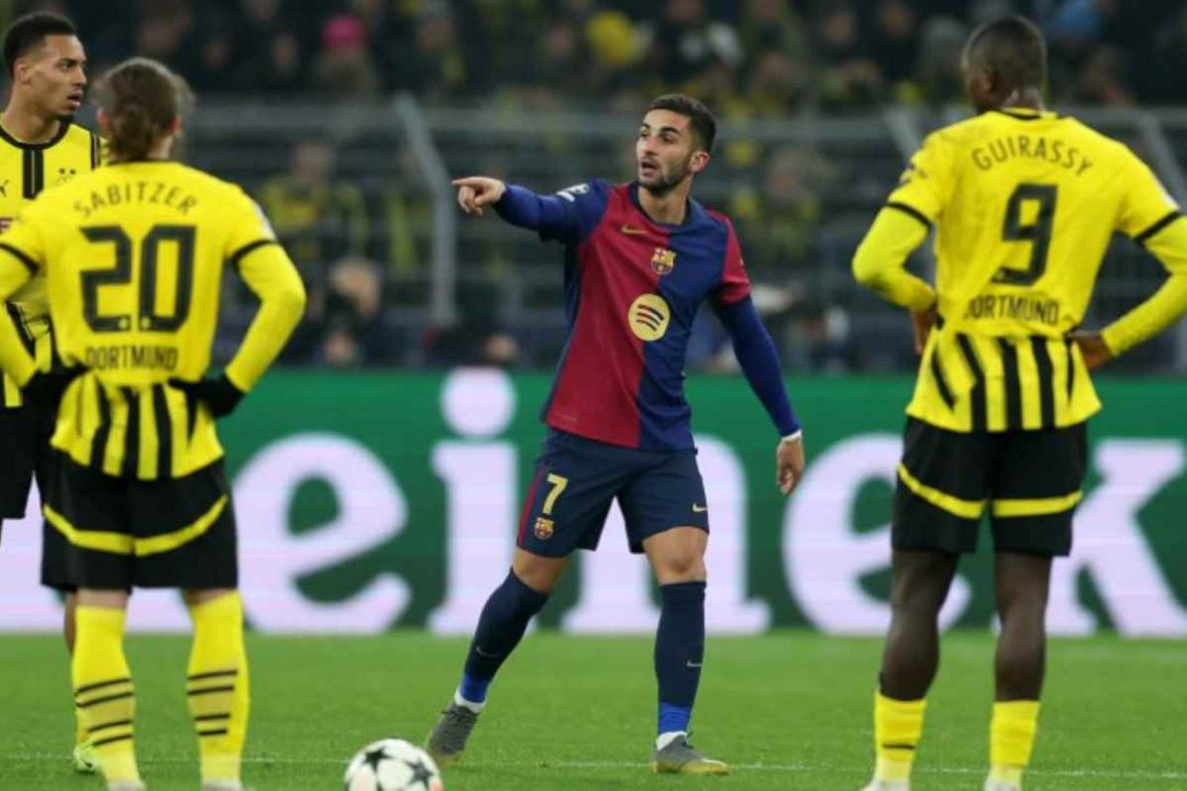 Ferran Torres saat Barcelona menang di kandang Borussia Dortmund