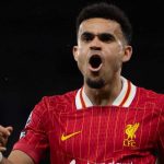 Luis Diaz merayakan gol ke gawang Manchester City