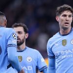 Manuel Akanji, John Stones, dan Bernardo Silva di laga Manchester City vs Real Madrid