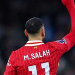 Mohamed Salah merayakan gol ke gawang Manchester City