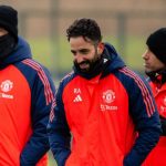 Ruben Amorim di sesi latihan tim Manchester United