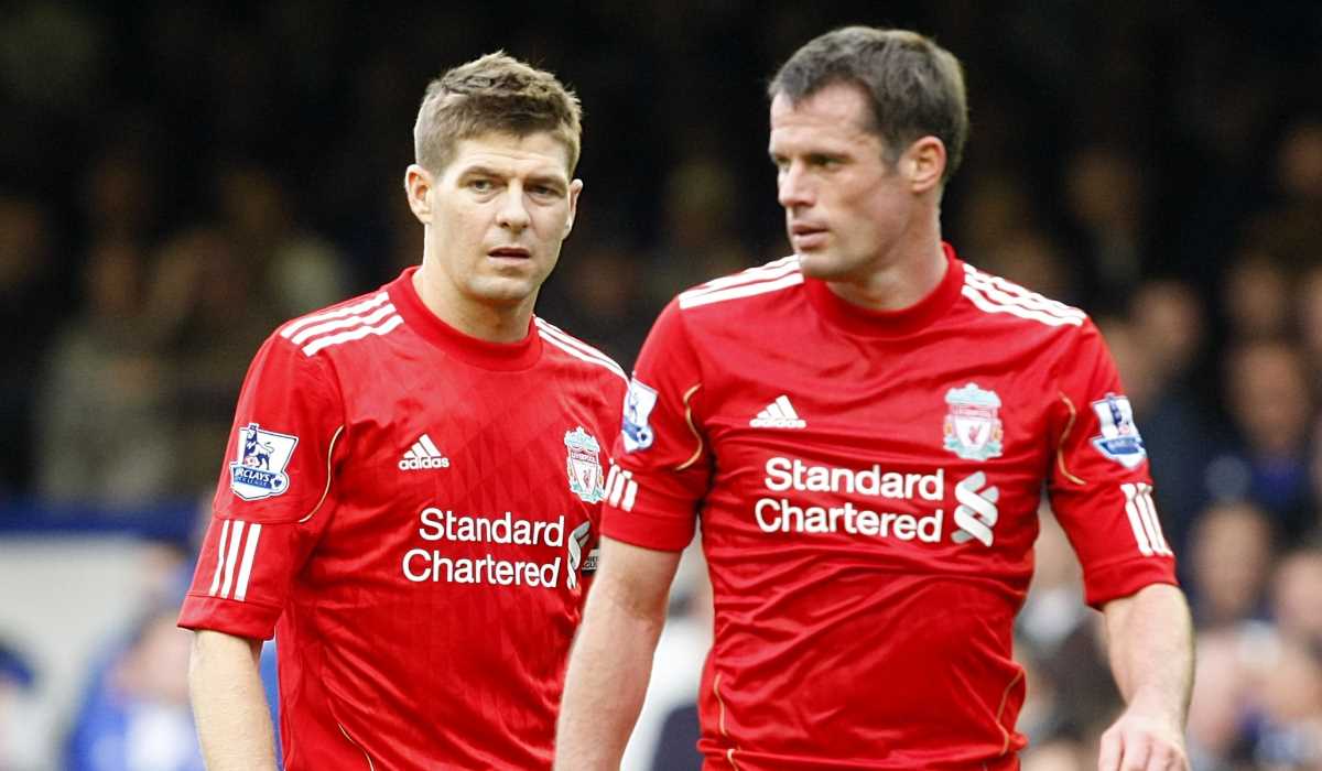 Steven Gerrard bersama Jamie Carragher saat masih di Liverpool