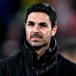 Ekspresi Mikel Arteta di laga PSV Eindhoven v Arsenal