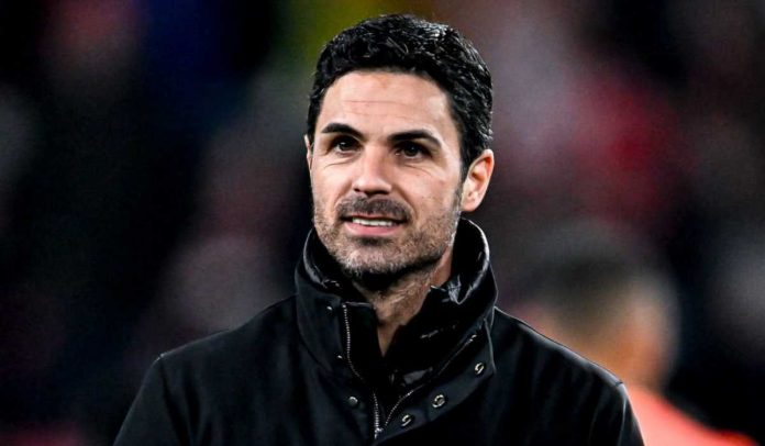 Ekspresi Mikel Arteta di laga PSV Eindhoven v Arsenal