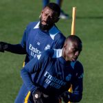 Ferland Mendy bersama Antonio Rudiger di sesi latihan Real Madrid