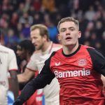 Florian Wirtz merayakan gol ke gawang Bayern Munchen