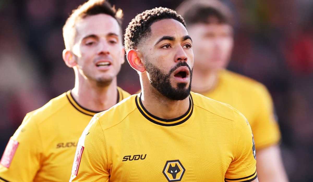 Matheus Cunha merayakan gol di laga Bournemouth v Wolverhampton Wanderers