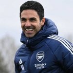 Mikel Arteta di sesi latihan Arsenal