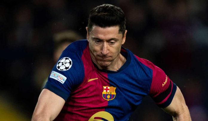 Robert Lewandowski di laga Barcelona vs Benfica