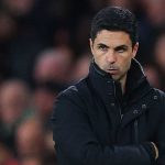 Ekspresi Mikel Arteta di laga Arsenal vs Crystal Palace