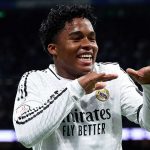 Endrick merayakan golnya ke gawang Real Sociedad