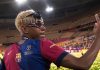 Lamine Yamal dalam perayaan gelar juara Copa del Rey