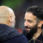 Ruben Amorim memeluk Pep Guardiola