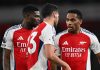 Thomas Partey bersama Jurrien Timber dan Mikel Merino