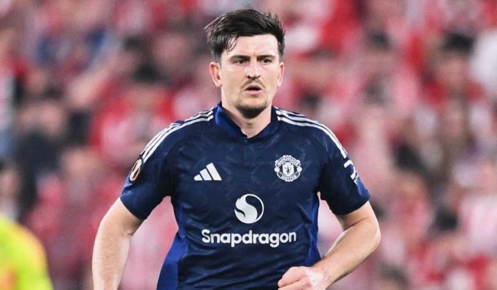 Aksi Harry Maguire di laga Athletic Bilbao v Manchester United