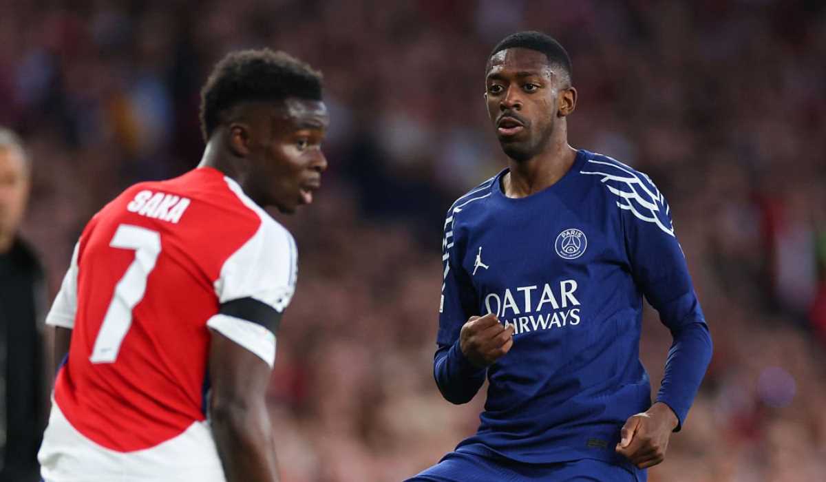 Aksi Ousmane Dembele di laga Arsenal vs Paris Saint-Germain