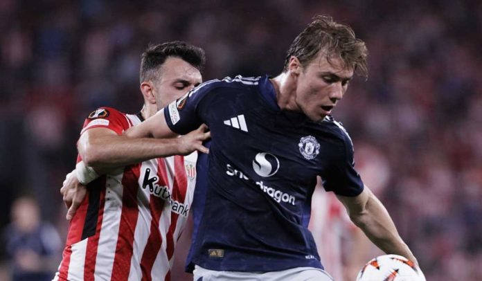 Aksi Rasmus Hojlund di laga Athletic Club vs Manchester United