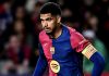 Aksi Ronald Araujo di laga Barcelona vs Inter Milan