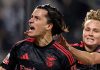 Alvaro Carreras merayakan gol di laga Vitoria SC vs Benfica