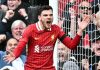 Andrew Robertson berteriak di tengah pertandingan Liverpool