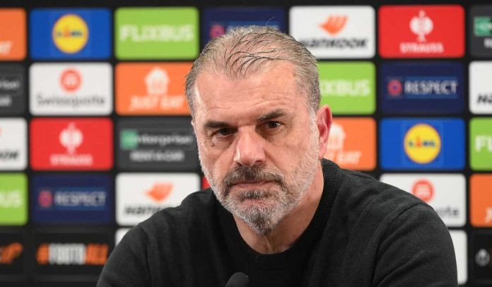 Ange Postecoglou di konferensi pers BodoGlimt v Tottenham Hotspur