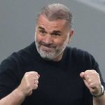 Ange Postecoglou merayakan gol di laga Tottenham Hotspur v FK BodoGlimt