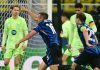 Davide Frattesi merayakan gol kemenangan Inter Milan atas Barcelona