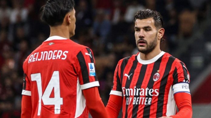 Dua pemain AC Milan Theo Hernandez dan Tijjani Reijnders