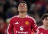 Ekspresi Casemiro di laga Manchester United vs Athletic Bilbao