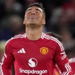 Ekspresi Casemiro di laga Manchester United vs Athletic Bilbao