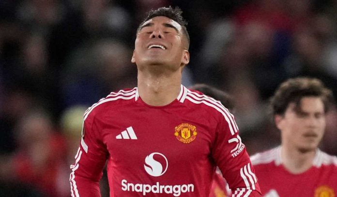 Ekspresi Casemiro di laga Manchester United vs Athletic Bilbao