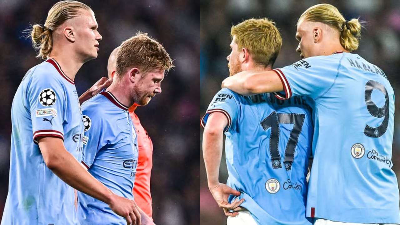 Ekspresi Erling Haaland dan Kevin de Bruyne usai laga final Piala FA