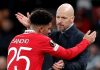 Erik ten Hag dan Jadon Sancho selama masih bersama di Manchester United