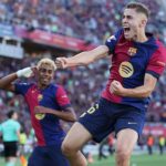 Fermin Lopez saat bereaksi untuk Barcelona