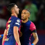 Ferran Torres rayakan gol bersama Raphinha
